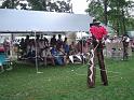 Roping on stilts is not easy A